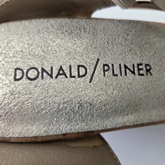 Donald J. Pliner Gold Shimmer Cork Wedge Sandals - Picture 4 of 13